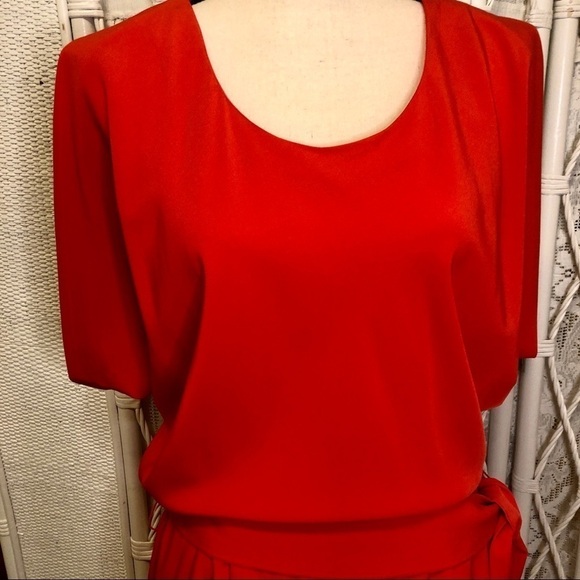 Ark & Co. Dress Coral Orange Open Back Mini Wide Sash Dolman Sleeve size Large - Picture 6 of 16